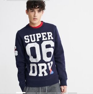 Superdry Navy Crewneck Sweater with Bold Logo-Never Worn, Still With Tags.